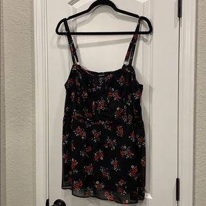 Torrid black red rose babydoll top camisole